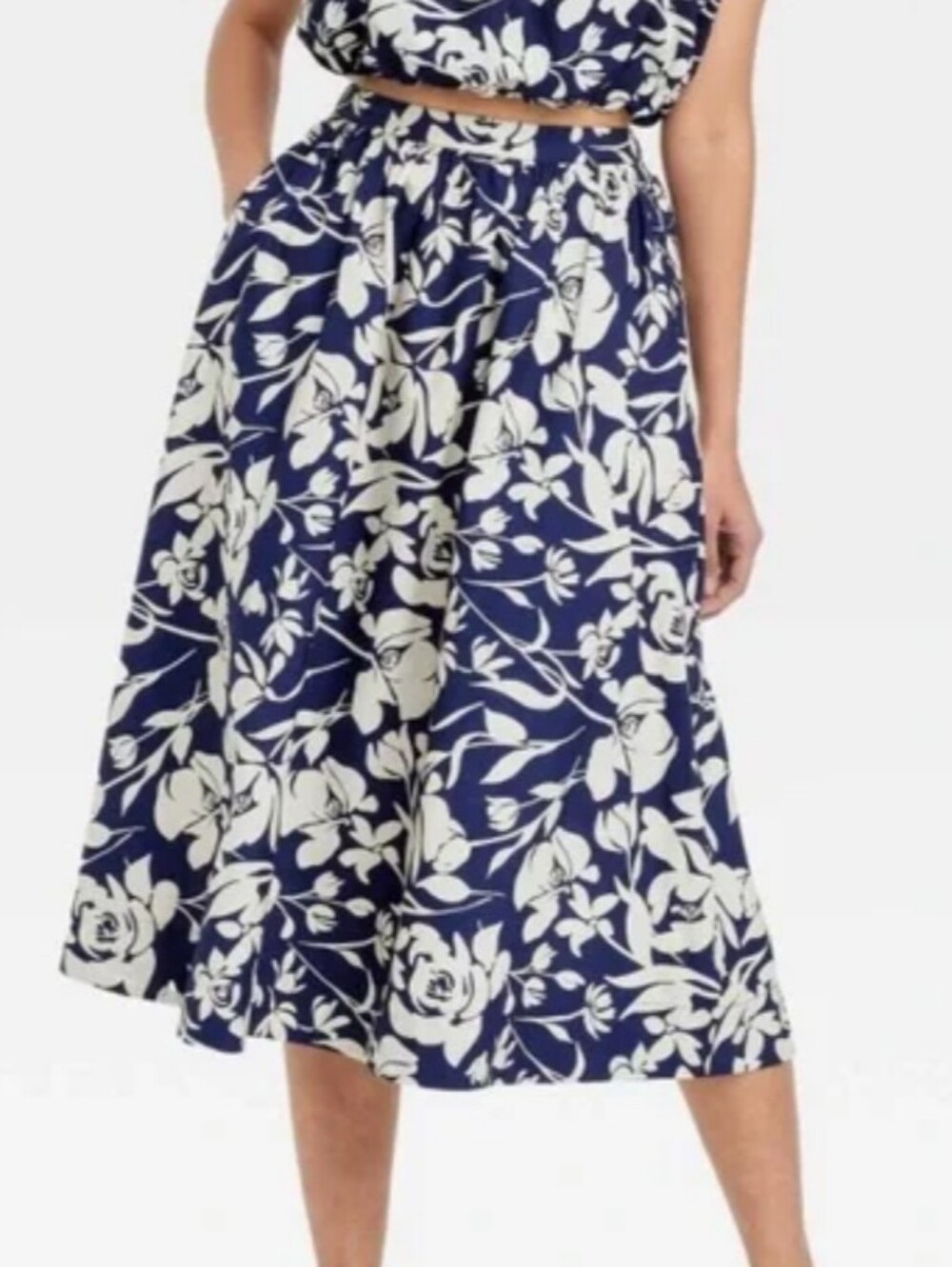 Women's Midi Picnic A-Line Skirt, A New Day, Target Brand Navy Floral - Pockets!